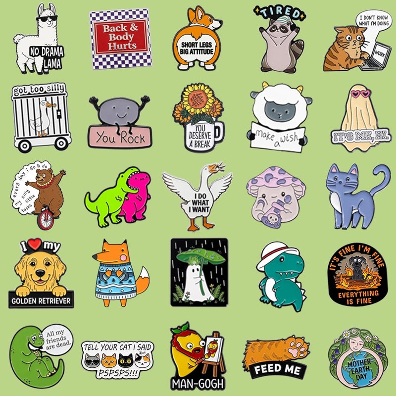 SINCCO 20/40/50 PCS Cute Enamel Pins Bulk, Funny Backpack Pins Aesthetic Lapel Badge Pins Set Assorted Enamel Brooch Pins for Backpacks, Hats, Bags, Landyards - Image 4